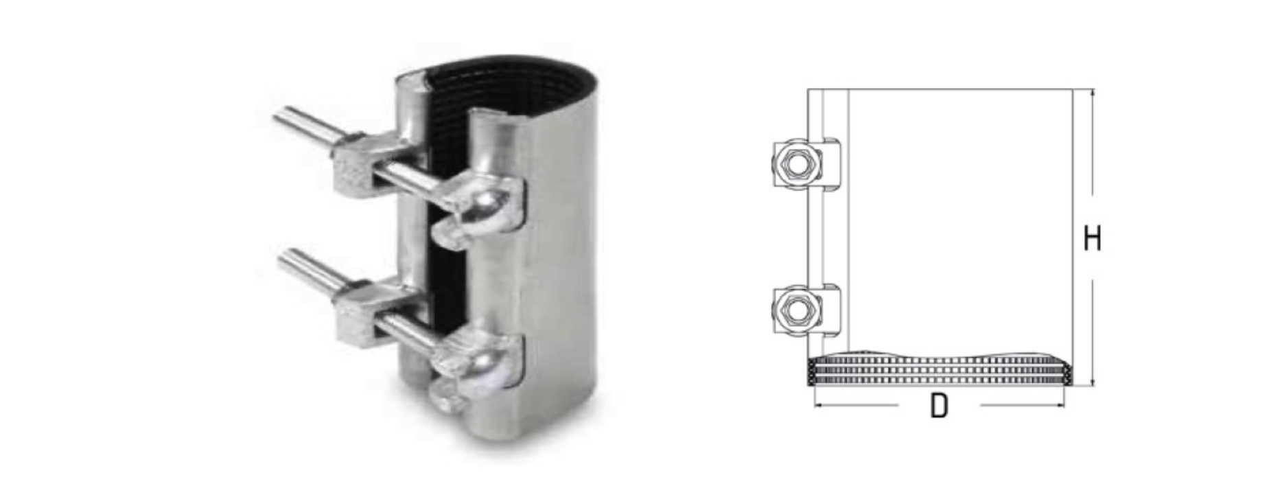 REPAIR CLAMP WITH TWO BOLTS